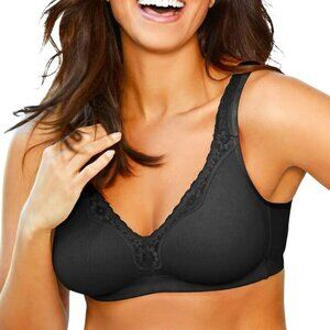 Catherine's Cotton Comfort Wireless Black Bra 54DD-NWT